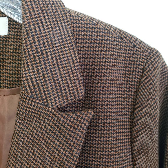 Forever 21 Women's S Copper Lined Button Hounds Tooth Pattern Suit Coat Blazer - Picture 3 of 12